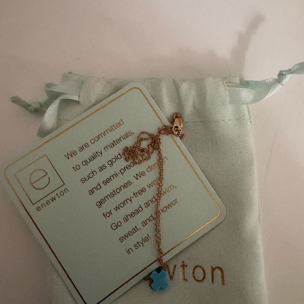 ENewton Gold-Tone Necklace with Blue Cross Charm